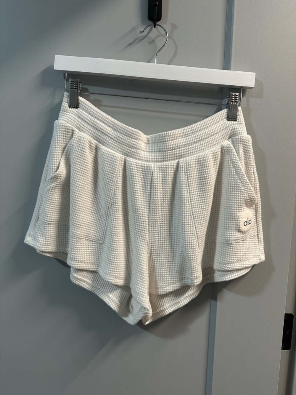 ALO Yoga White Waffle-Knit Shorts